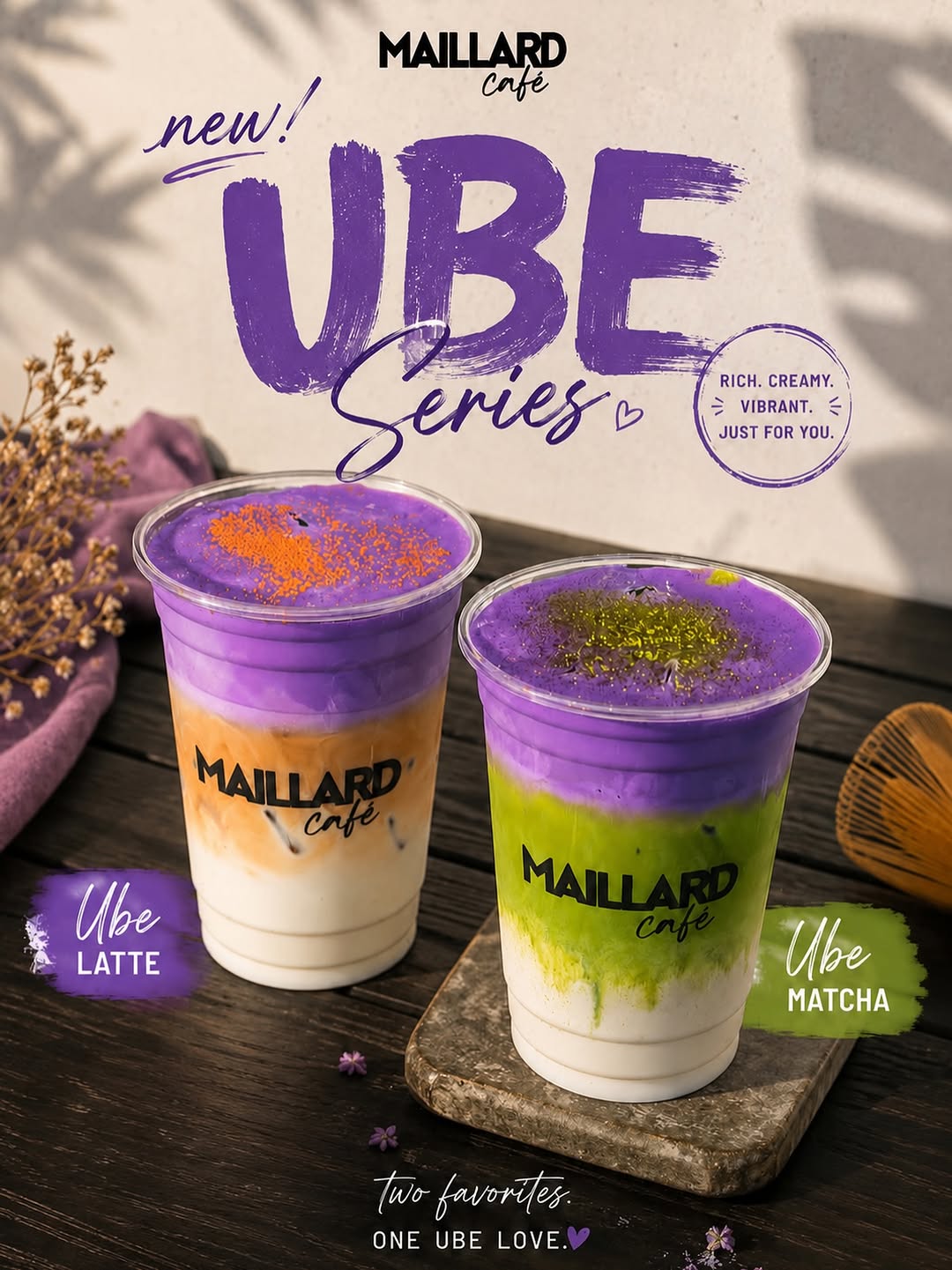 Ube Latte & Ube Matcha at Maillard Café